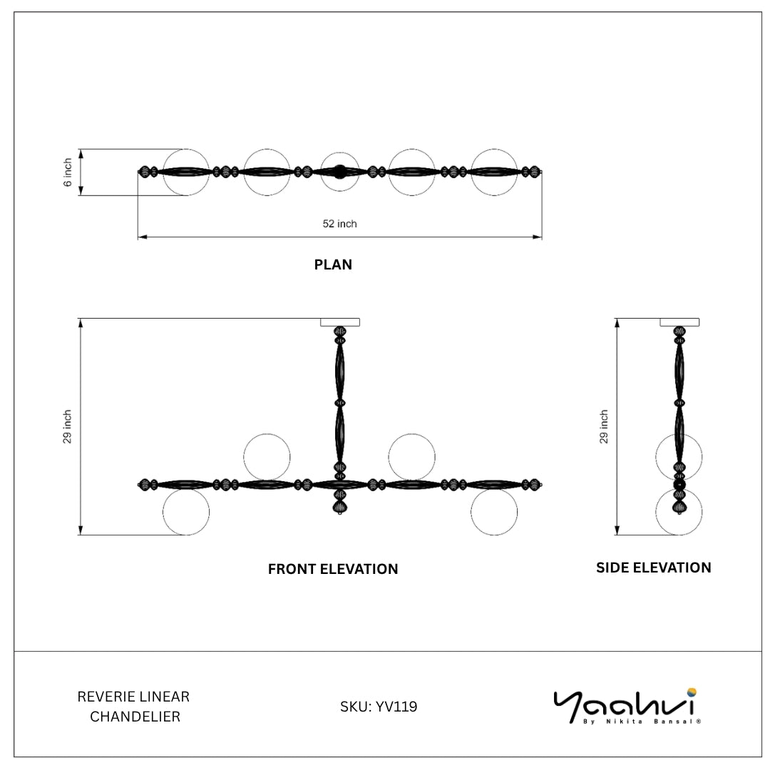 Buy Yaahvi by Nikita Bansal Reverie Linear Chandelier - Contemporary & Handcrafted Chandelier Online India