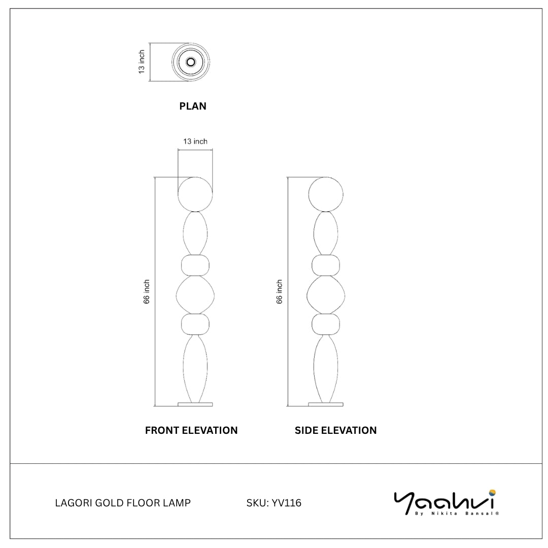 Buy Yaahvi by Nikita Bansal Lagori Gold Floor Lamp - Contemporary & Handcrafted Floor Lamps Online India