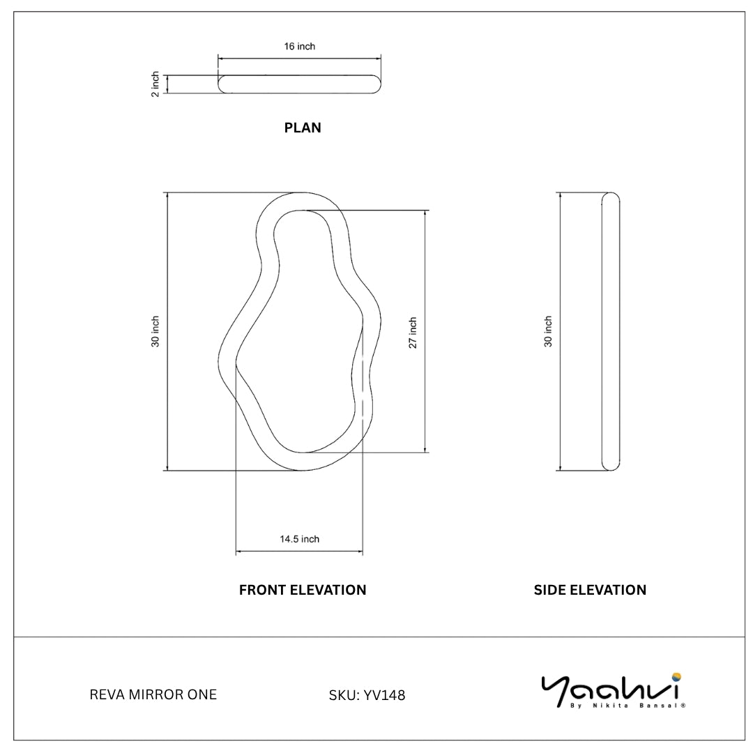 Buy Yaahvi by Nikita Bansal Reva Mirror One - Contemporary & Handcrafted Wall Decor Online India