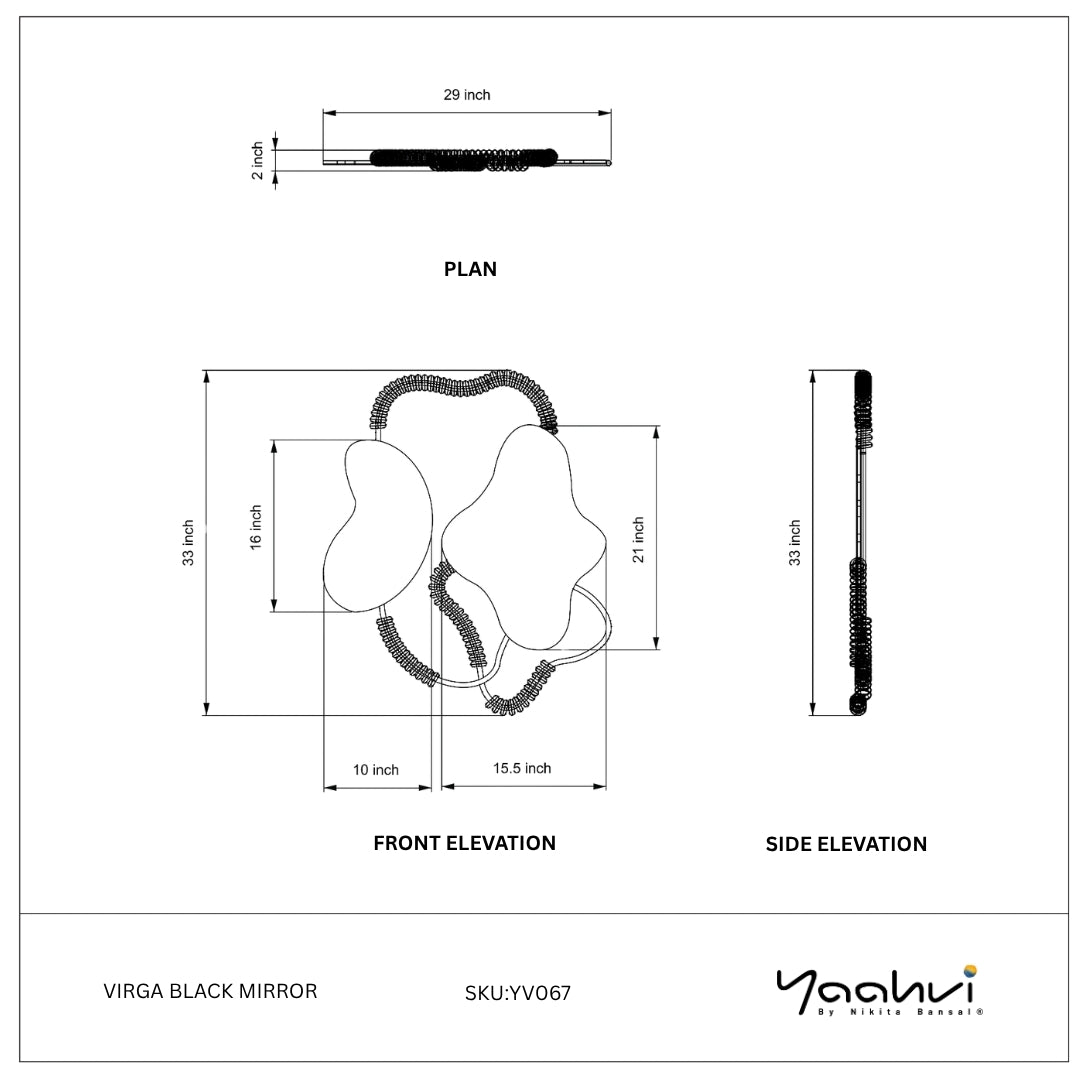 Buy Yaahvi by Nikita Bansal Virga Black Mirror - Contemporary & Handcrafted Wall Decor Online India