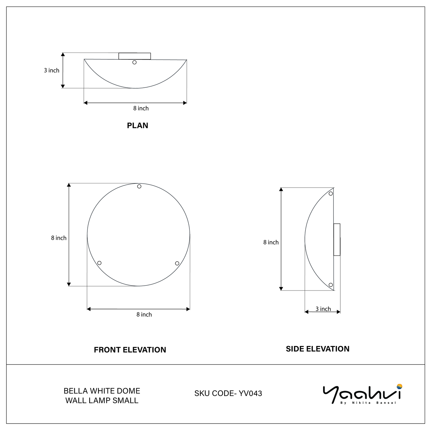 Bella White Dome Wall Lamp Small