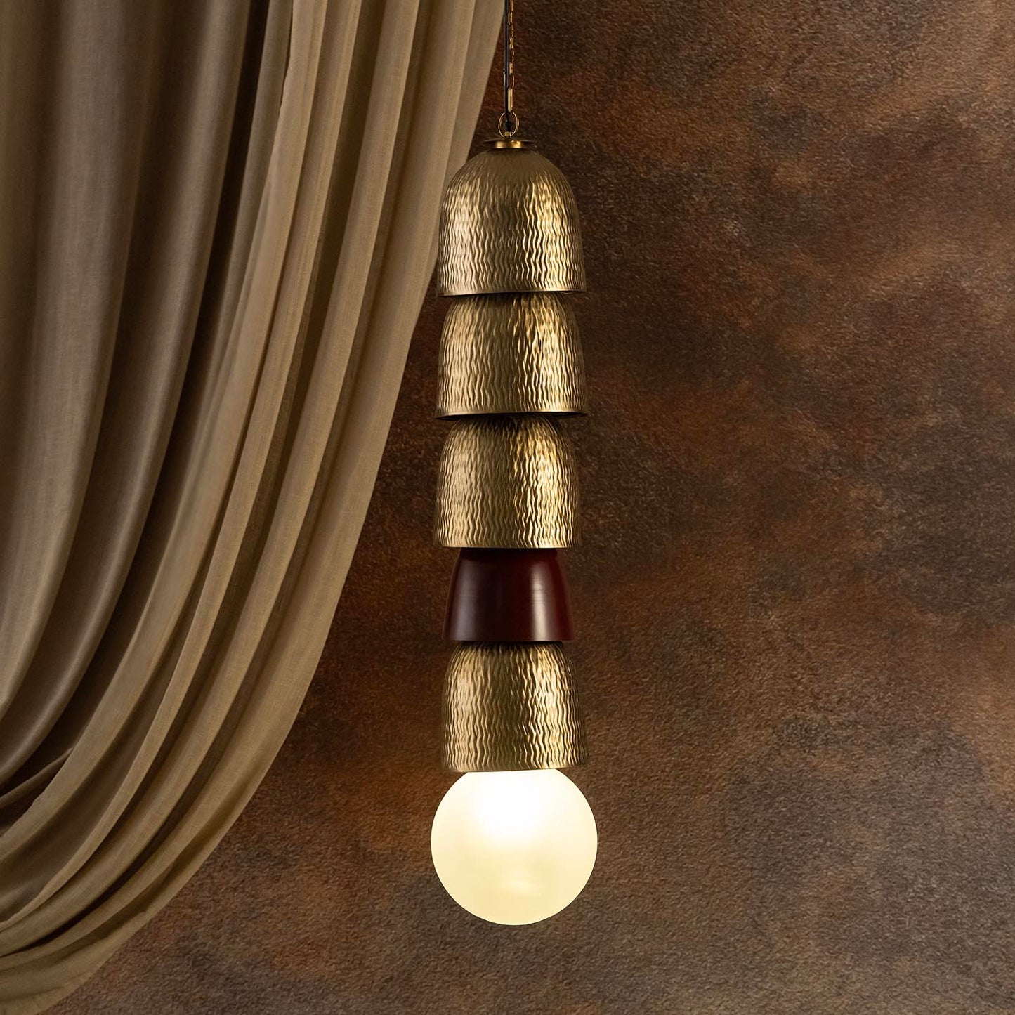 Totem Burgundy Embossed Hanging Lamp