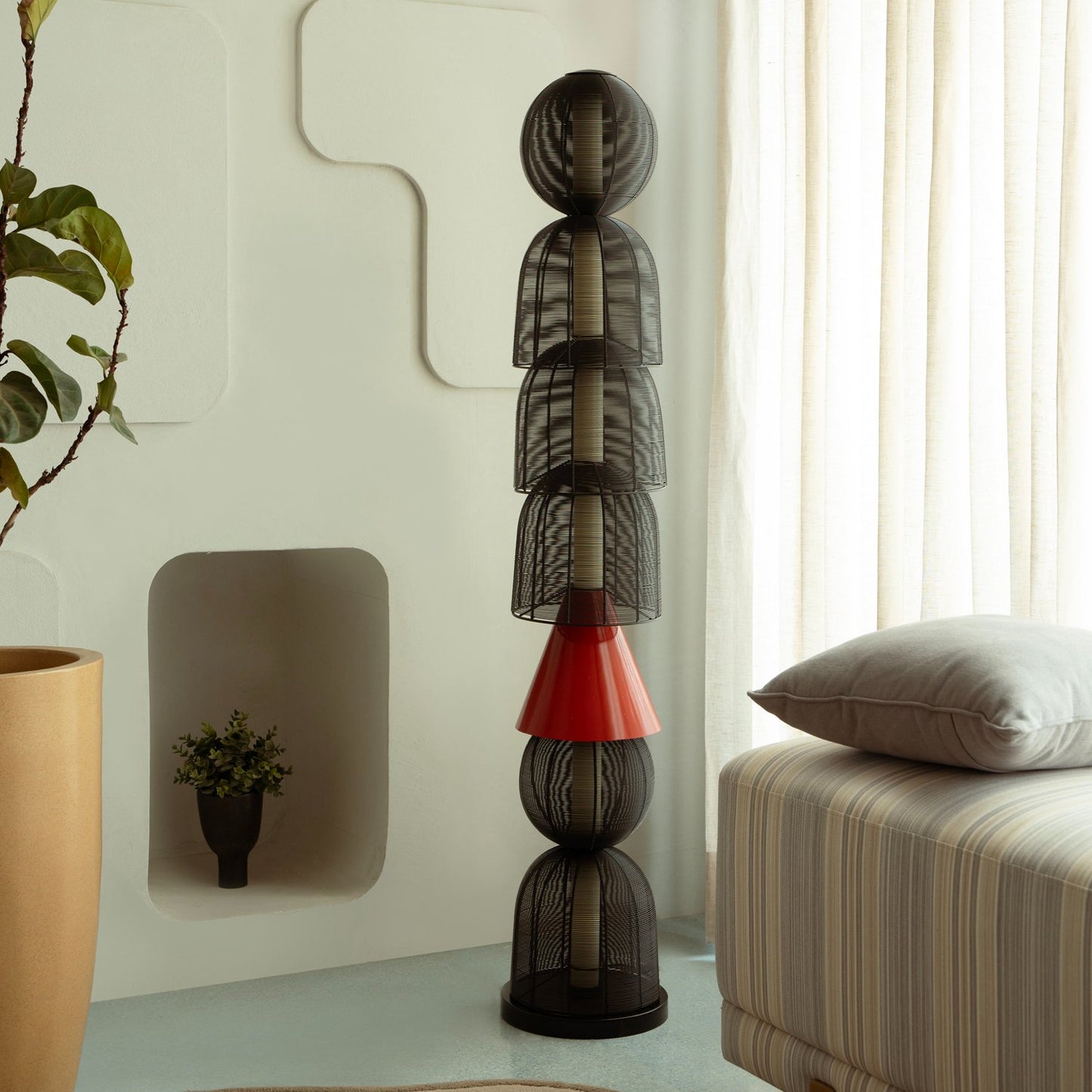Buy Yaahvi by Nikita Bansal Totem Black Floor Lamp - Contemporary & Handcrafted Floor Lamps Online India
