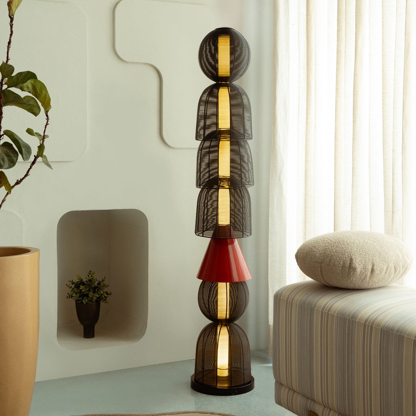 Buy Yaahvi by Nikita Bansal Totem Black Floor Lamp - Contemporary & Handcrafted Floor Lamps Online India