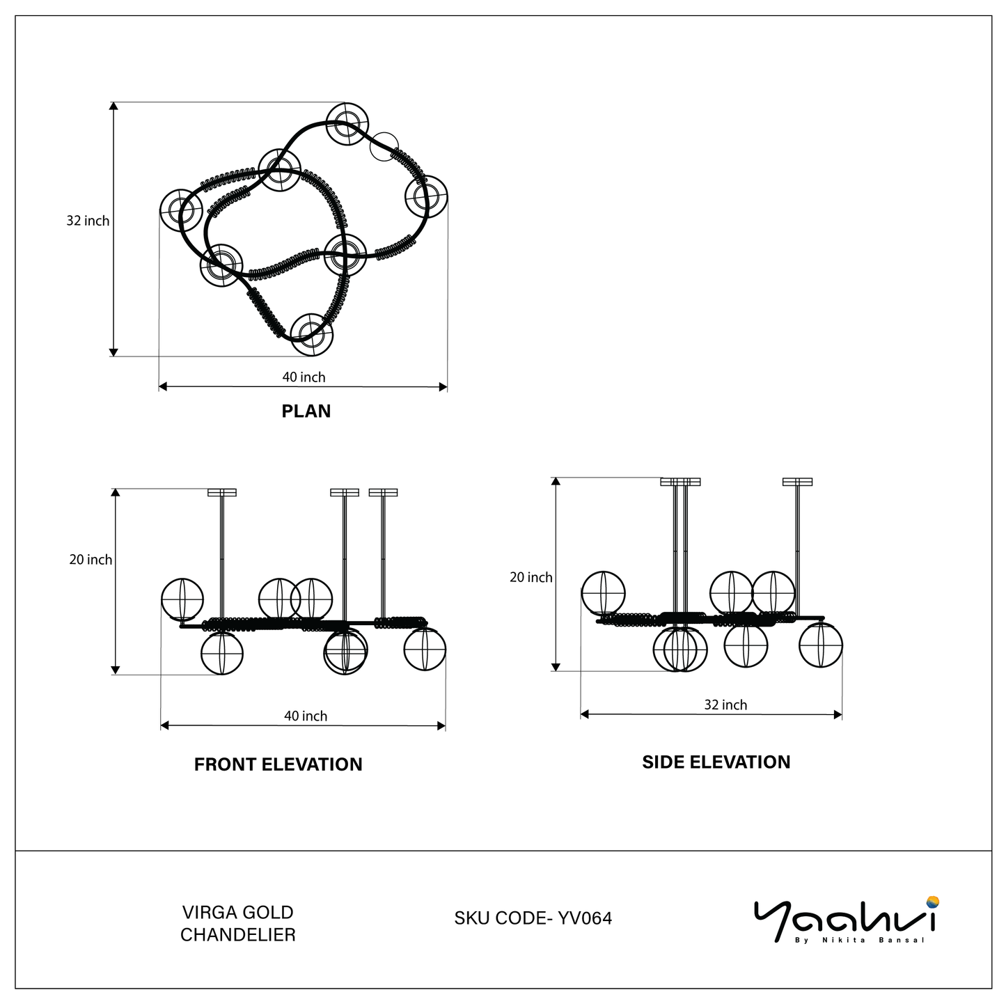 Virga Gold Chandelier