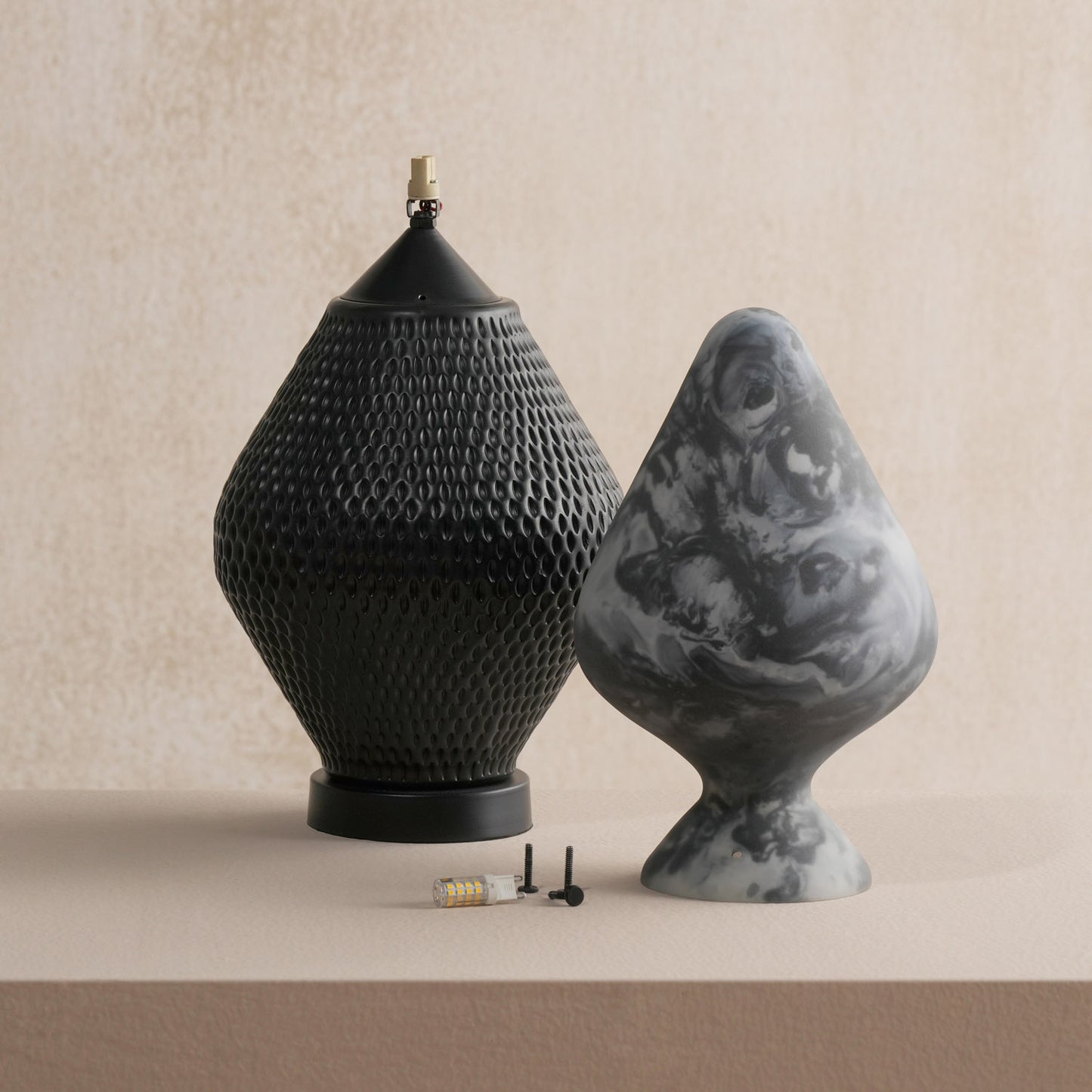 Bella Black Repoussed Table Lamp