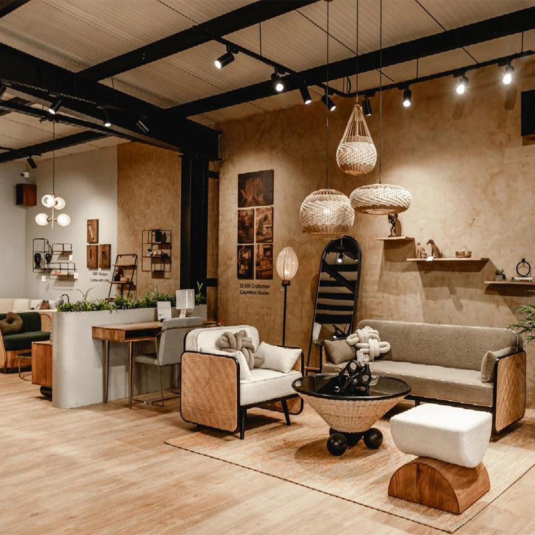 A meticulously designed showroom interior by Yaahvi, highlighting strategic layout planning and brand-aligned aesthetics.