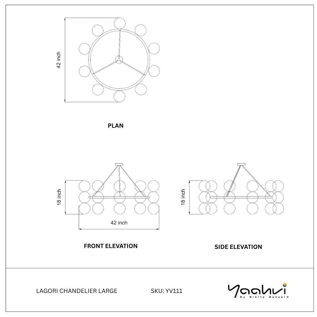 Buy Yaahvi by Nikita Bansal Lagori Chandelier Large - Contemporary & Handcrafted Chandelier Online India