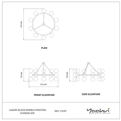 Buy Yaahvi by Nikita Bansal Lagori Black Marble Painting Chandelier - Contemporary & Handcrafted Chandelier Online India