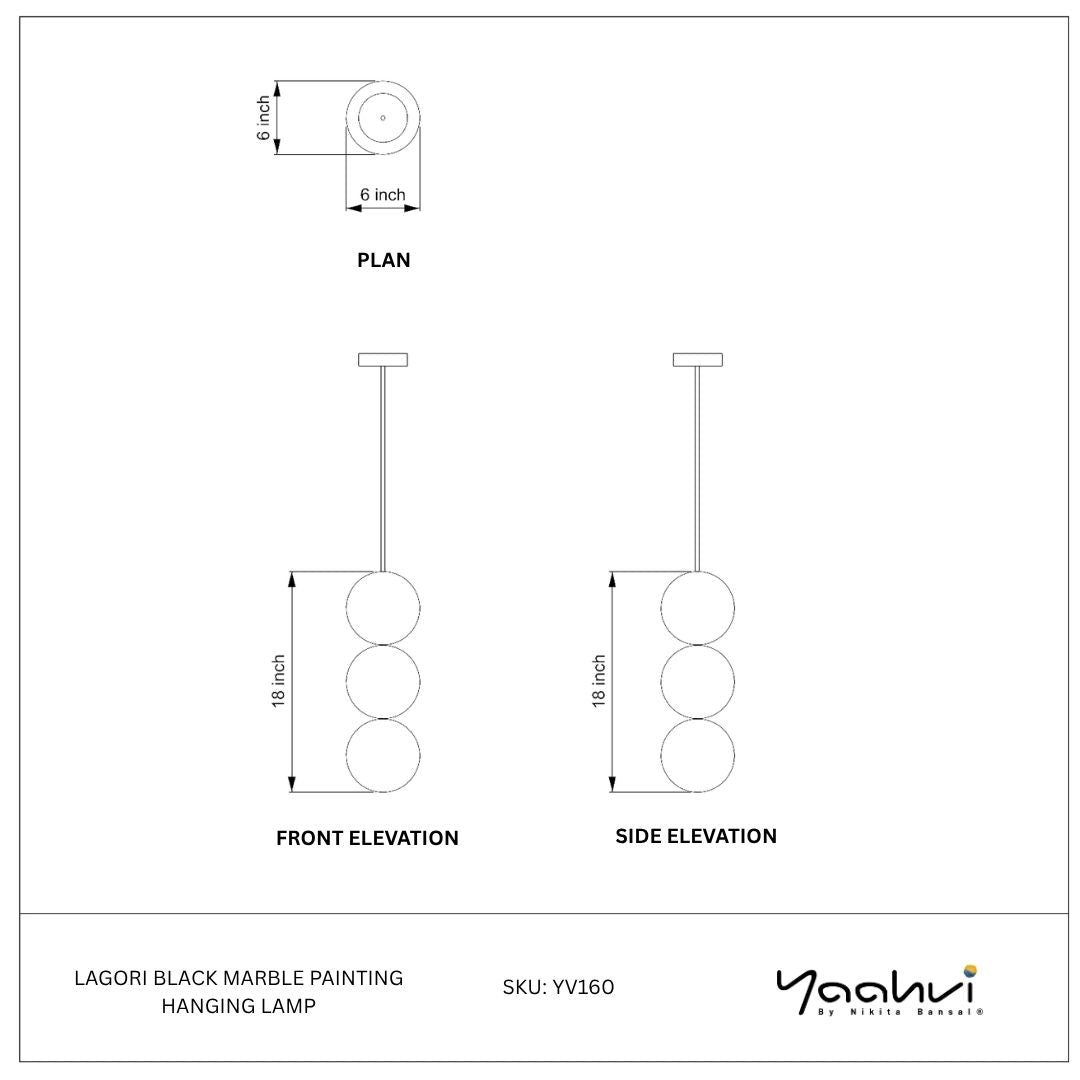 Buy Yaahvi by Nikita Bansal Lagori Black Marble Painting Hanging Lamp - Contemporary & Handcrafted Hanging Lamps Online India