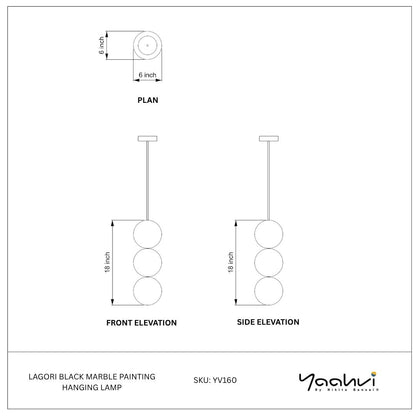 Buy Yaahvi by Nikita Bansal Lagori Black Marble Painting Hanging Lamp - Contemporary & Handcrafted Hanging Lamps Online India