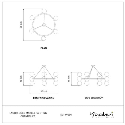 Buy Yaahvi by Nikita Bansal Lagori Gold Marble Painting Chandelier - Contemporary & Handcrafted Chandelier Online India