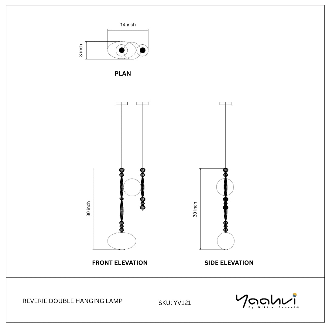 Buy Yaahvi by Nikita Bansal Reverie Double Hanging Lamp - Contemporary & Handcrafted Hanging Lamps Online India
