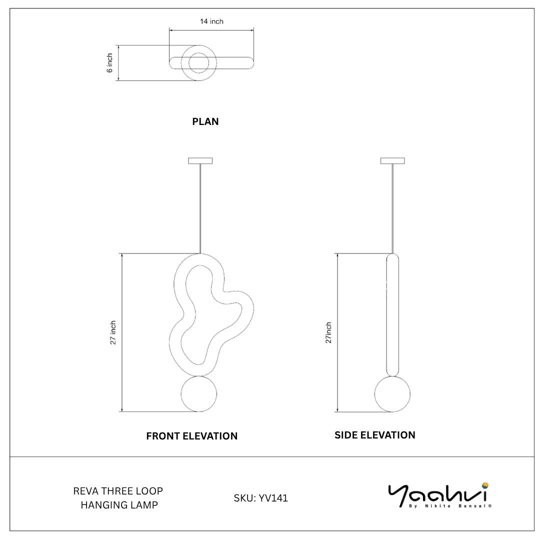Buy Yaahvi by Nikita Bansal Reva Three Loop Hanging Lamp - Contemporary & Handcrafted Hanging Lamps Online India