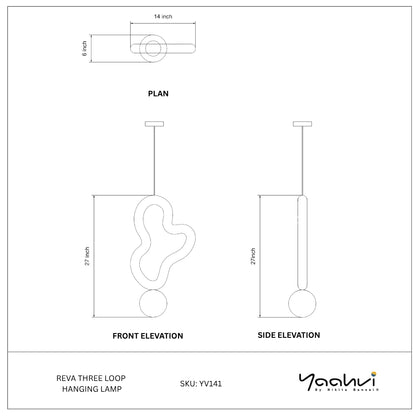 Buy Yaahvi by Nikita Bansal Reva Three Loop Hanging Lamp - Contemporary & Handcrafted Hanging Lamps Online India