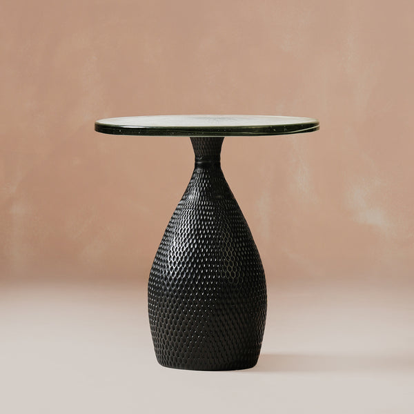 Bella Black Repoussed Side Table Large