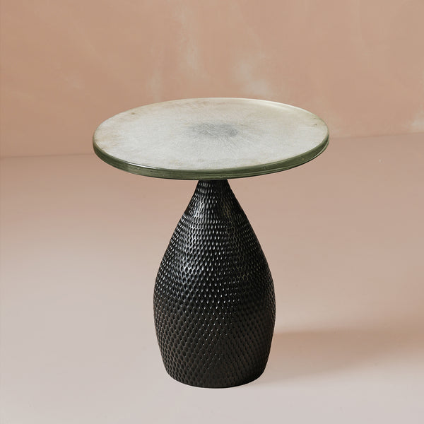 Bella Black Repoussed Side Table Large