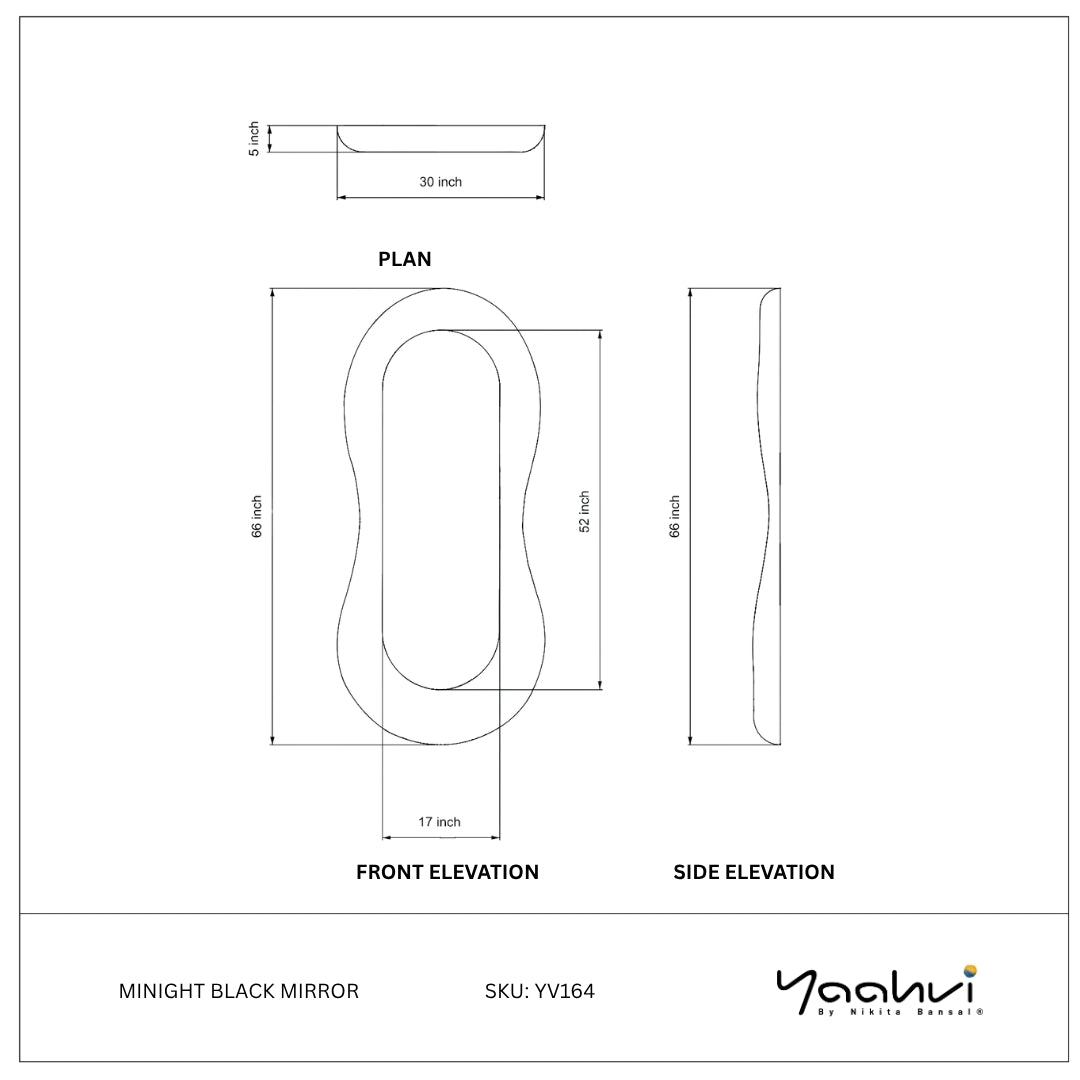Buy Yaahvi by Nikita Bansal Midnight Black Mirror - Contemporary & Handcrafted Wall Decor Online India