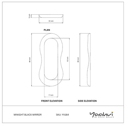 Buy Yaahvi by Nikita Bansal Midnight Black Mirror - Contemporary & Handcrafted Wall Decor Online India