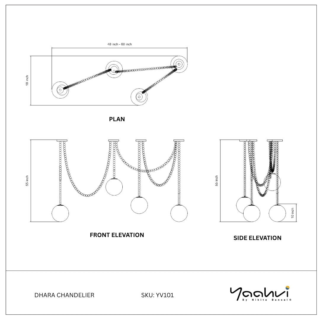 Buy Yaahvi by Nikita Bansal Dhara Chandelier - Contemporary & Handcrafted Chandelier Online India