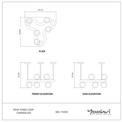 Buy Yaahvi by Nikita Bansal Reva Three Loop Chandelier - Contemporary & Handcrafted Chandelier Online India