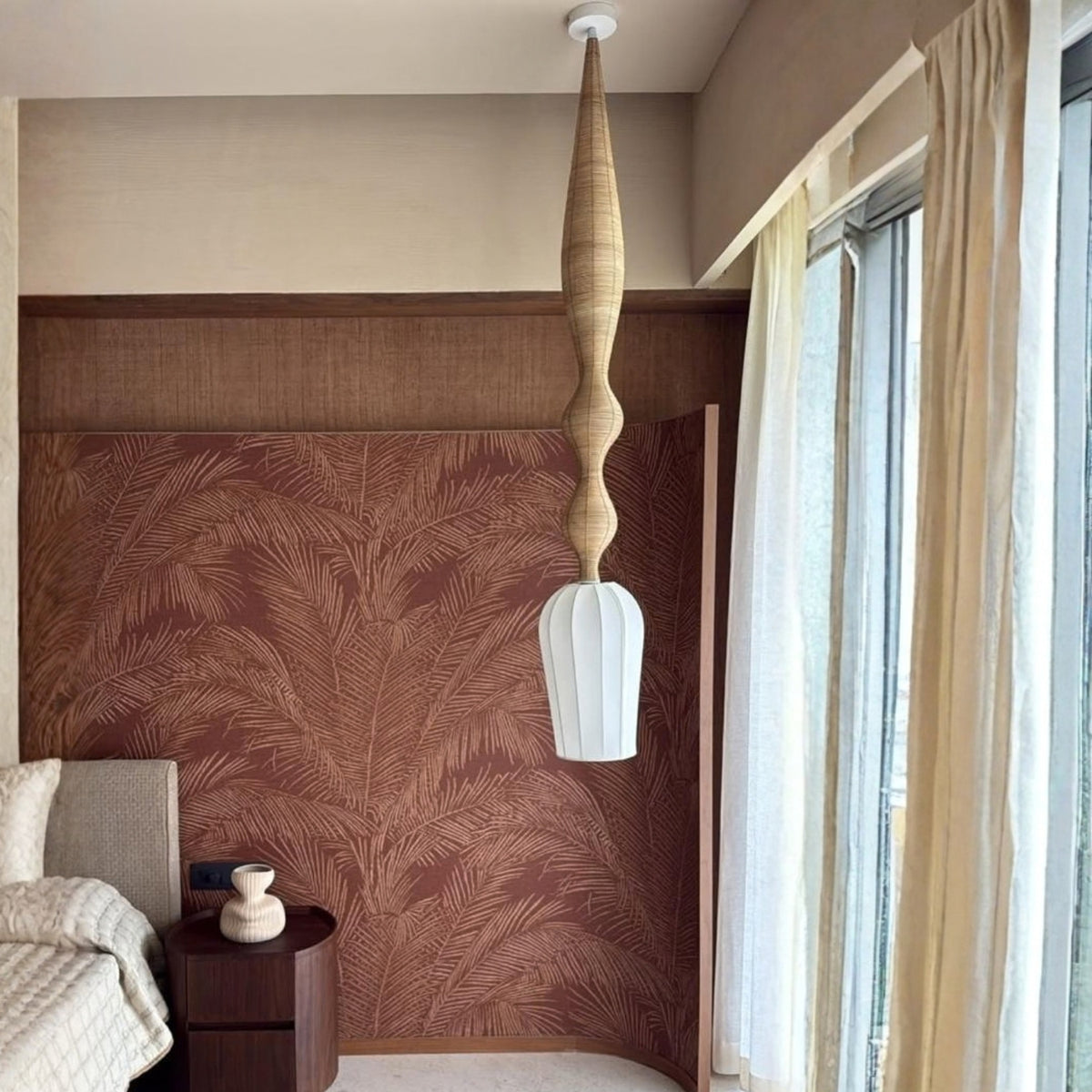 Buy Yaahvi by Nikita Bansal Wave Cane Hanging Lamp Large - Contemporary & Handcrafted Hanging Lamps Online India