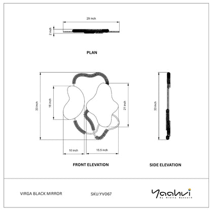 Buy Yaahvi by Nikita Bansal Virga Black Mirror - Contemporary & Handcrafted Wall Decor Online India