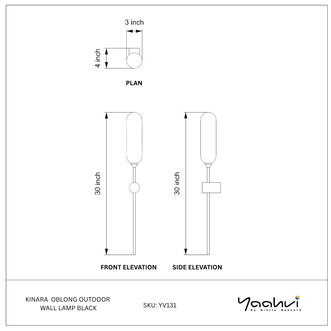 Buy Yaahvi by Nikita Bansal Kinara Oblong Outdoor Wall Lamp Black - Contemporary & Handcrafted Wall Lamps Online India