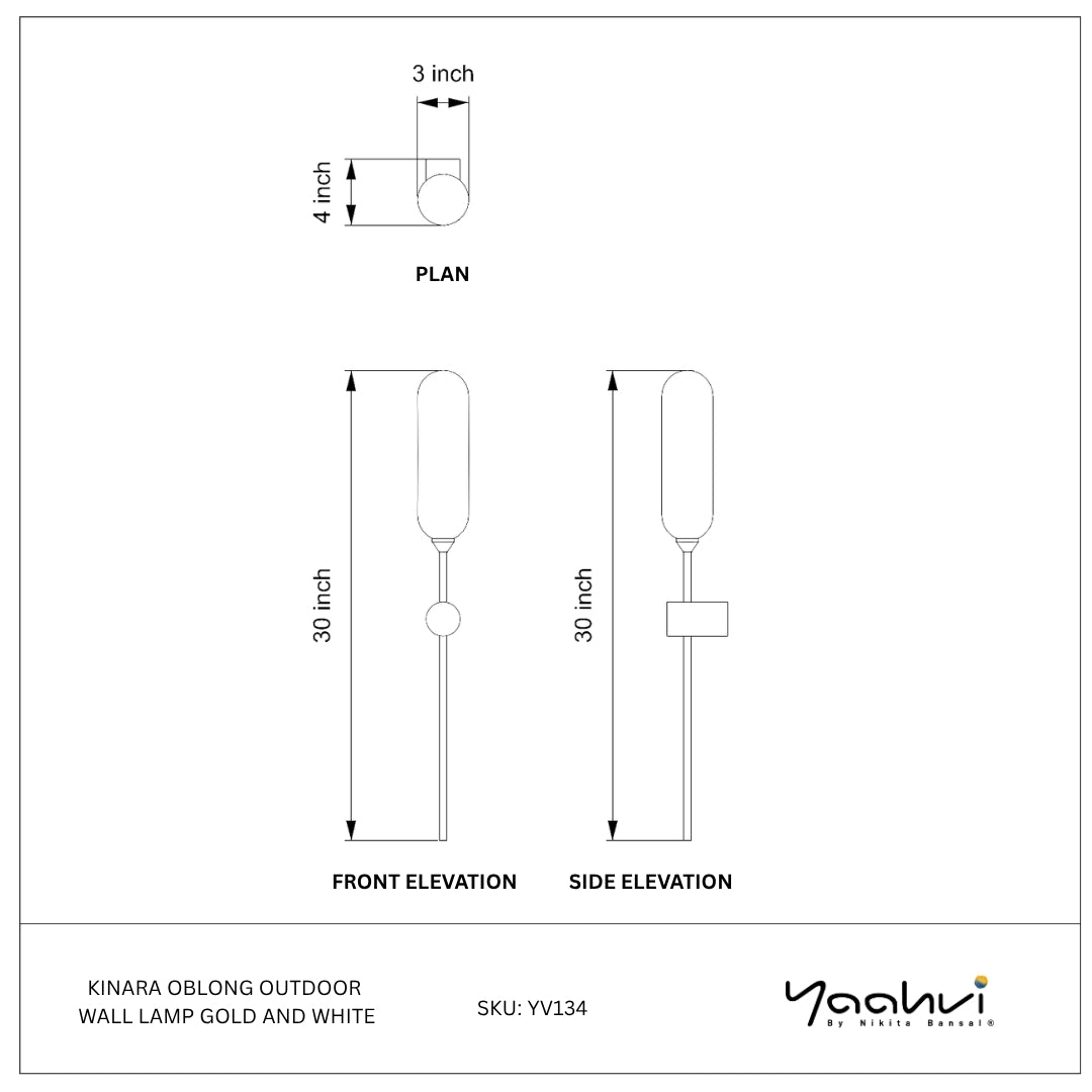 Buy Yaahvi by Nikita Bansal Kinara Oblong Outdoor Wall Lamp Gold and White - Contemporary & Handcrafted Wall Lamps Online India