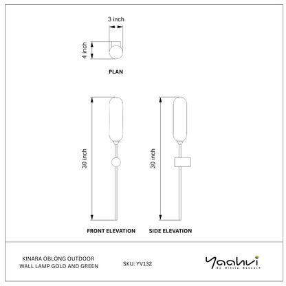 Buy Yaahvi by Nikita Bansal Kinara Oblong Outdoor Wall Lamp Gold and Green - Contemporary & Handcrafted Wall Lamps Online India