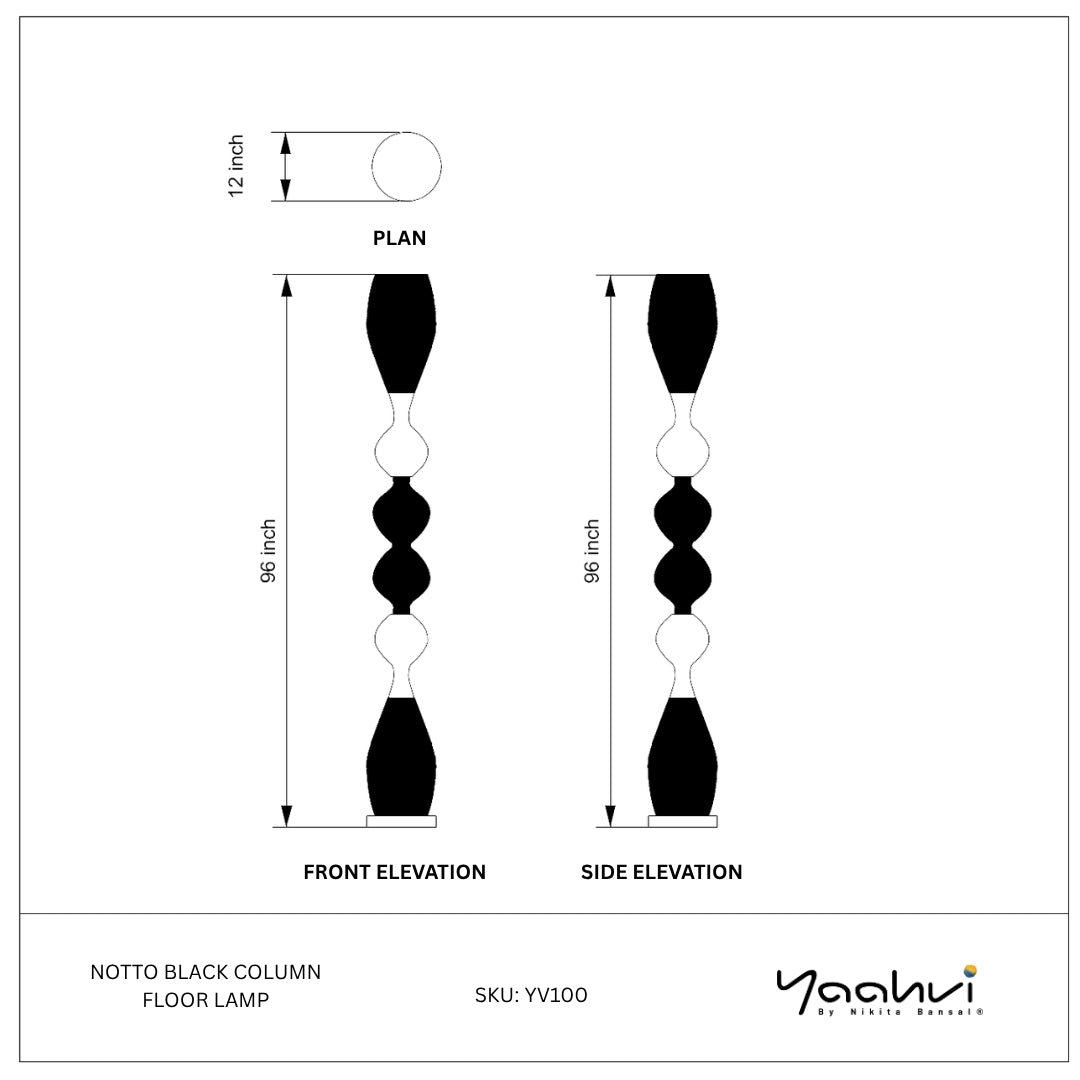 Buy Yaahvi by Nikita Bansal Notto Black Column Floor Lamp - Contemporary & Handcrafted Floor Lamps Online India