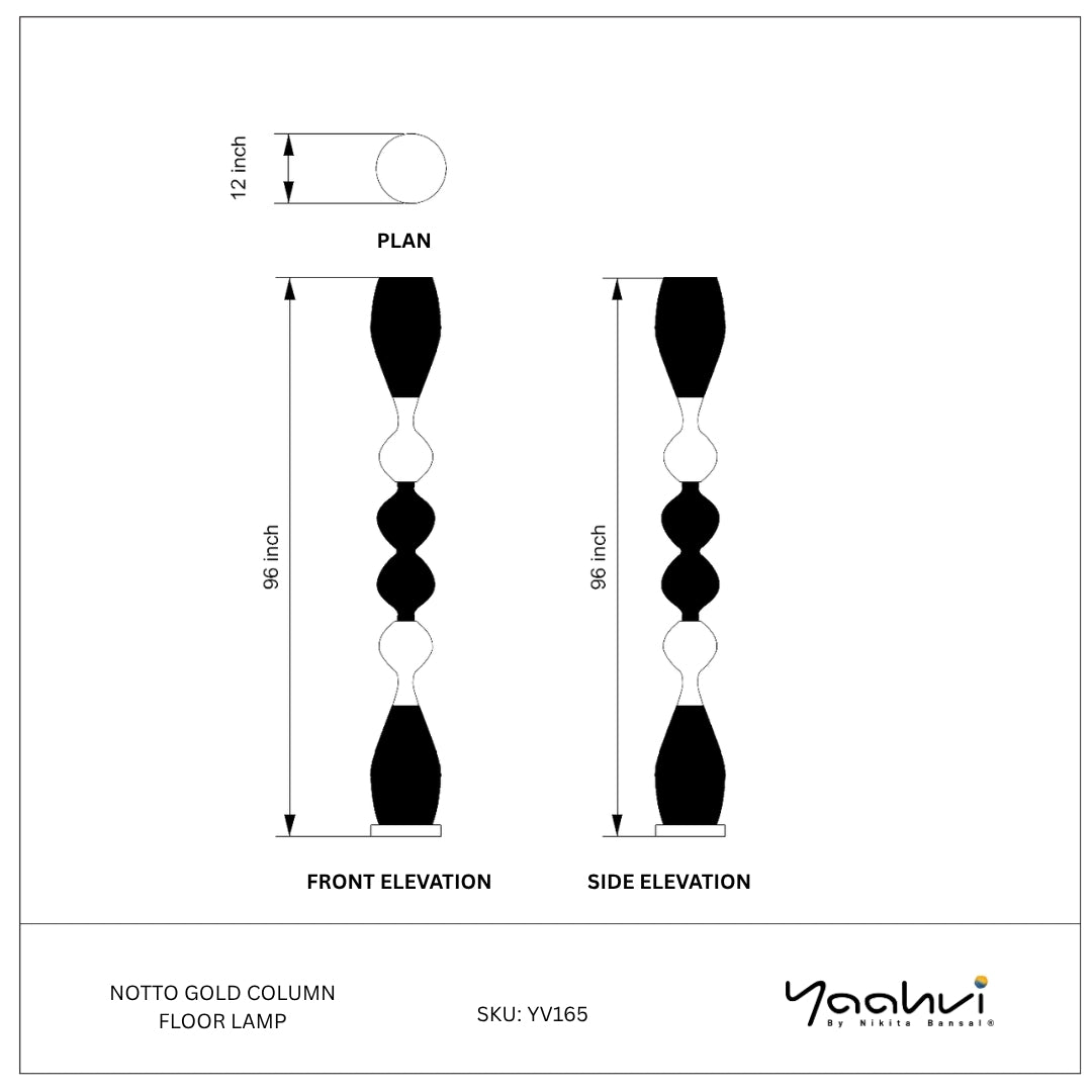 Buy Yaahvi by Nikita Bansal Notto Gold Column Floor Lamp - Contemporary & Handcrafted Floor Lamps Online India