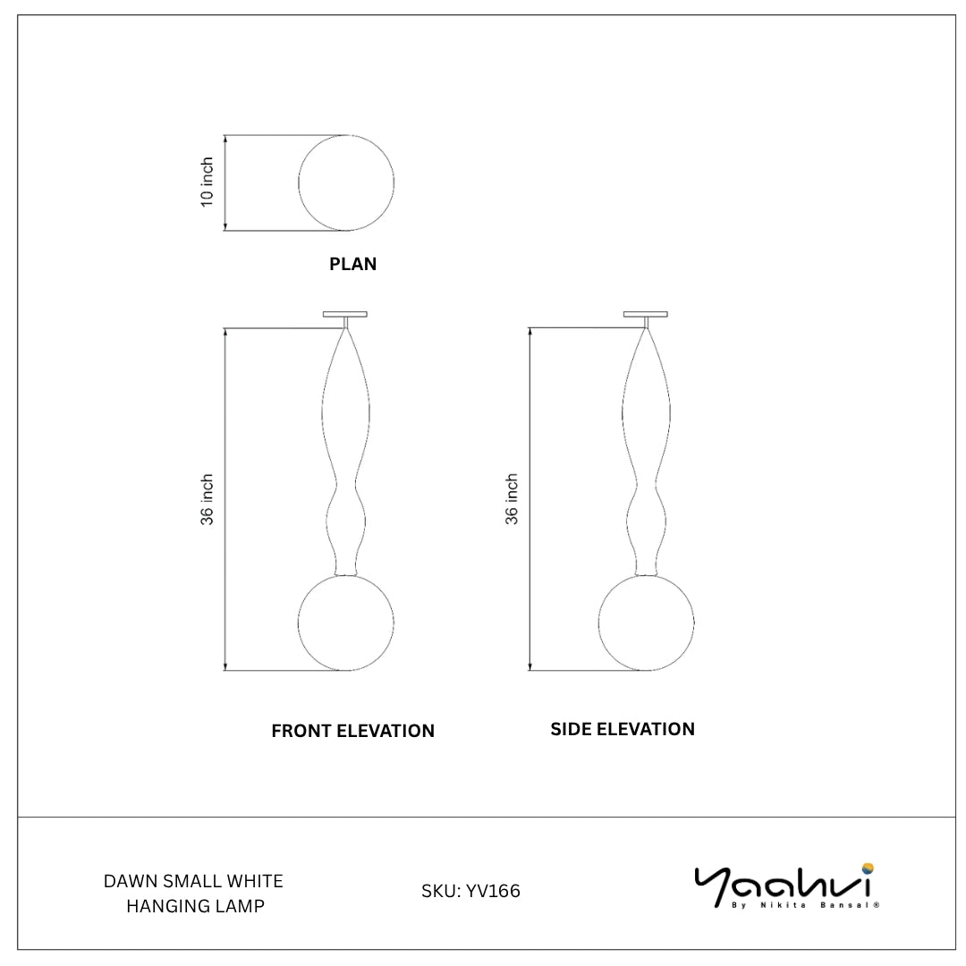 Buy Yaahvi by Nikita Bansal Dawn Small White Hanging Lamp - Contemporary & Handcrafted Hanging Lamps Online India