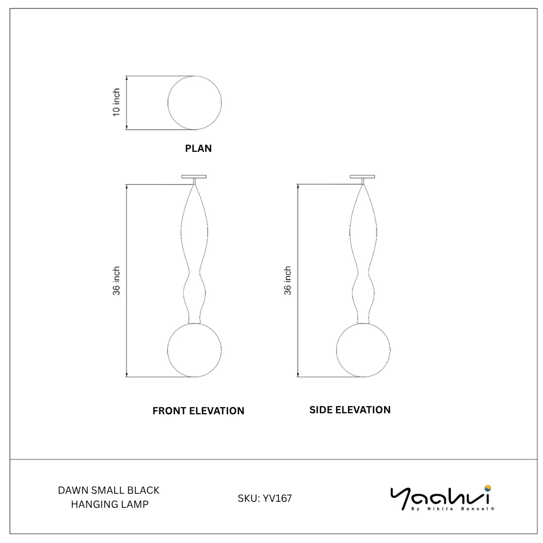 Buy Yaahvi by Nikita Bansal Dawn Small Black Hanging Lamp - Contemporary & Handcrafted Hanging Lamps Online India