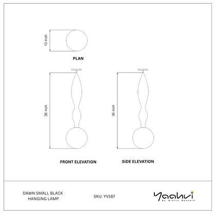 Buy Yaahvi by Nikita Bansal Dawn Small Black Hanging Lamp - Contemporary & Handcrafted Hanging Lamps Online India