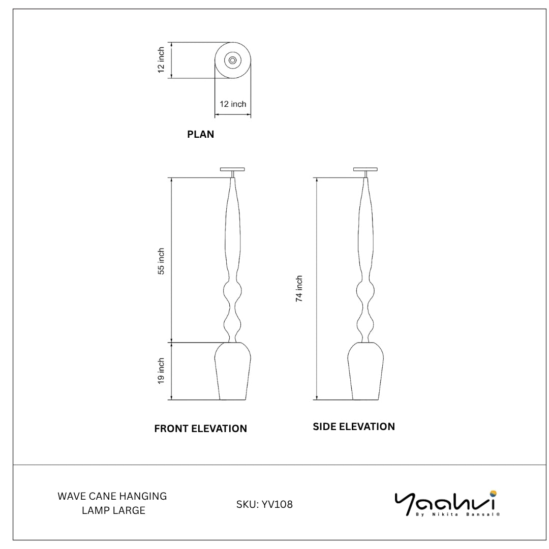 Buy Yaahvi by Nikita Bansal Wave Cane Hanging Lamp Large - Contemporary & Handcrafted Hanging Lamps Online India