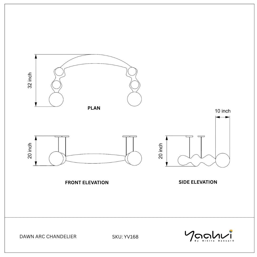 Buy Yaahvi by Nikita Bansal Dawn Arc Chandelier - Contemporary & Handcrafted Chandelier Online India