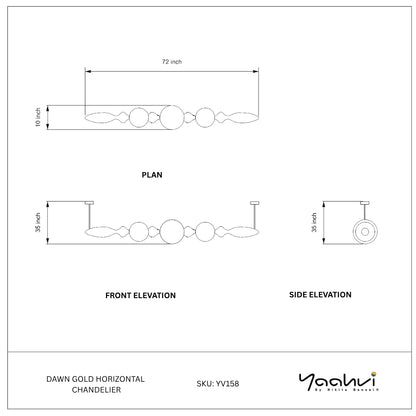 Buy Yaahvi by Nikita Bansal Dawn Gold Horizontal Chandelier - Contemporary & Handcrafted Chandelier Online India