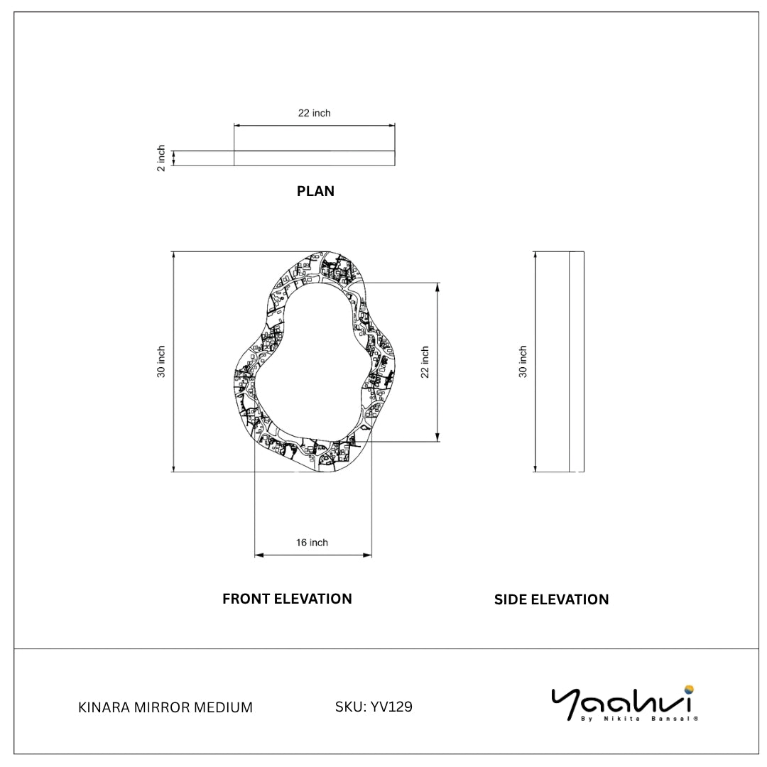 Buy Yaahvi by Nikita Bansal Kinara Mirror Medium - Contemporary & Handcrafted Wall Decor Online India