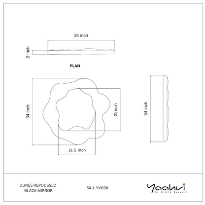 Buy Yaahvi by Nikita Bansal Dunes Repoussed Black Mirror - Contemporary & Handcrafted Wall Decor Online India
