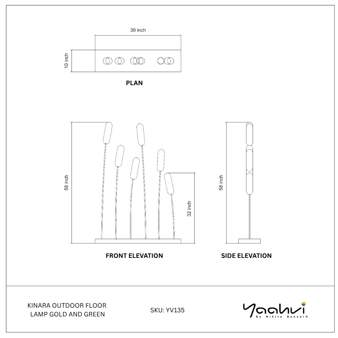 Buy Yaahvi by Nikita Bansal Kinara Outdoor Floor Lamp Gold and Green - Contemporary & Handcrafted Floor Lamps Online India