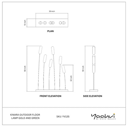 Buy Yaahvi by Nikita Bansal Kinara Outdoor Floor Lamp Gold and Green - Contemporary & Handcrafted Floor Lamps Online India