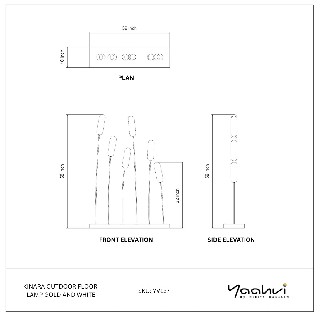Buy Yaahvi by Nikita Bansal Kinara Outdoor Floor Lamp Gold and White - Contemporary & Handcrafted Floor Lamps Online India