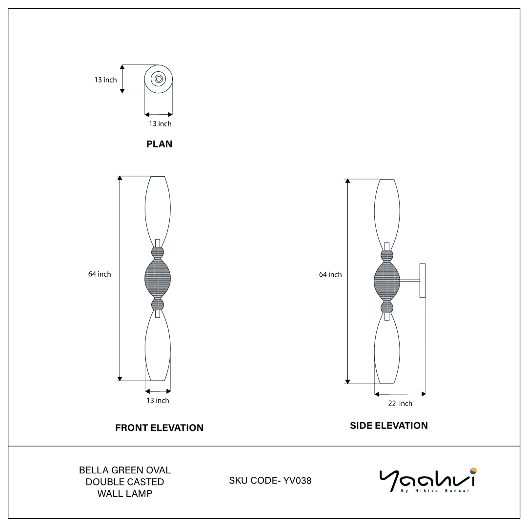 Bella Green Oval Double Casted Wall Lamp