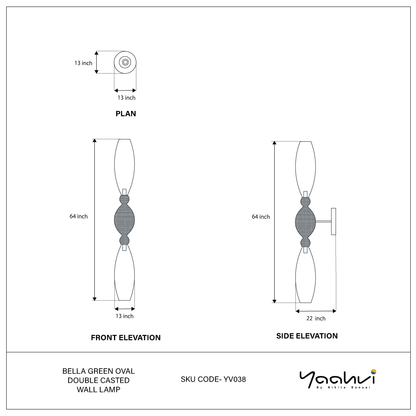 Bella Green Oval Double Casted Wall Lamp