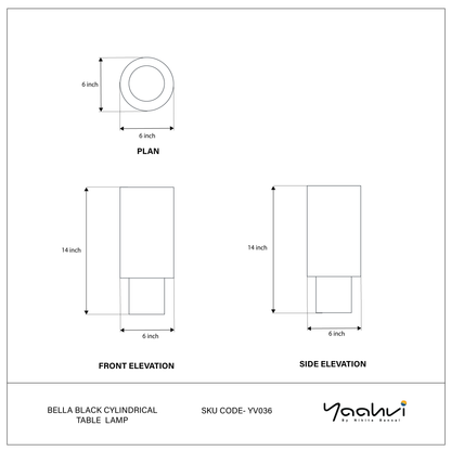Bella Black Cylindrical Table lamp