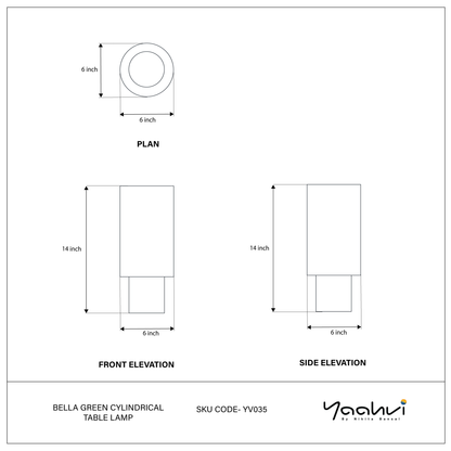 Bella Green Cylindrical Table lamp