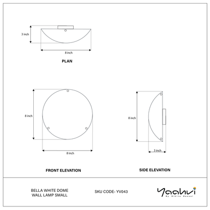 Bella White Dome Wall Lamp Small