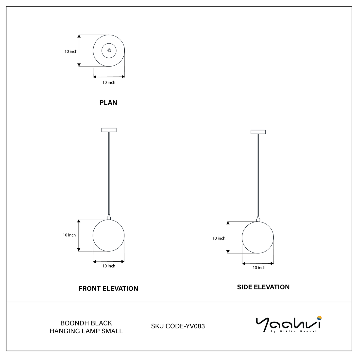 Boondh Black Hanging Lamp Small