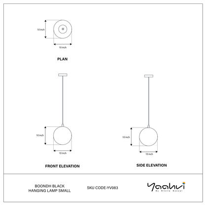 Boondh Black Hanging Lamp Small